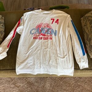 QUEEN 'Killer Queen' White Long Sleeve Tee - 74 Graphic